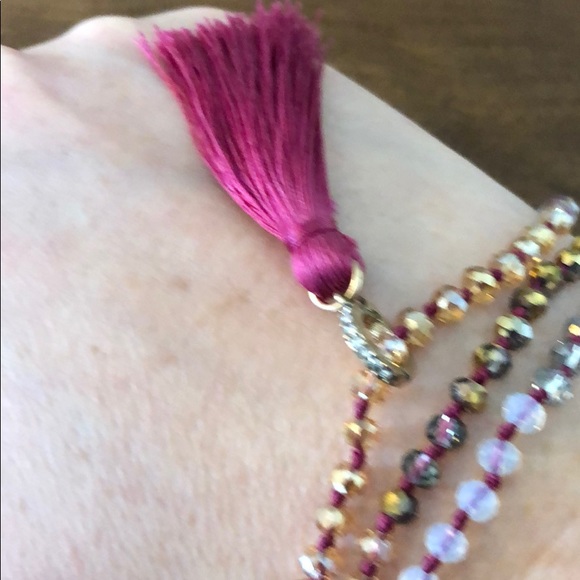 Delicate Bead multi wrap bracelet with tassels - Picture 3 of 4